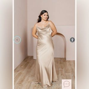 Revelry Skye Satin Bridesmaid Dress Size 8 Gold Champagne